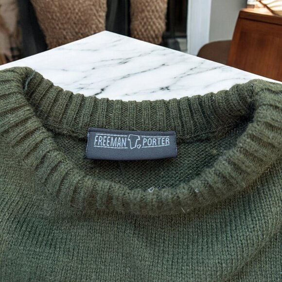 Vintage Freeman T. Porter Green Ribbed Wool Sweater No Size XS/S/M/L - Picture 7 of 10